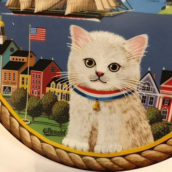 Anna Perenna Uncle Tad's Holiday Cats “Pollyanna” Thaddeus Krumeich Cat Plate - Picture 2 of 14
